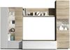 Dmora Angioletto-Wandsystem, modulares TV-Ständer-Wohnzimmerelement, Wohnzimmerkomposition mit Wandelementen und Vitrinen und LED-Licht, 260 x 42 x 185 cm, Eiche und Weiß Bild 4