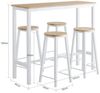SoBuy OGT22-WN Bartisch-Set mit 4 Hockern, MDF, PVC-Furnier, Weiß, 120 x 100 x 40 cm Bild 3
