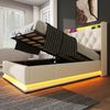 Novelux Smart-Bett 90x200 cm mit 360° LED, USB-C & Stauraum – Hydraulik-Polsterbett weiß PU, Eisenrahmen, inkl. Matratze (H3, 25 cm) Bild 5