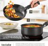 tectake Kochbesteck-Set Küchenstarterset aus Steingut mit Glasur, hitzebeständig und (Geschirrset Una/Parma, 47-tlg, in schwarz/taupe), rostfreies Aluminium mit Antihaftbeschichtung, induktionsgeeignet Bild 2