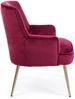 Sessel Clelia in Samt-Optik, modern und gepolstert, Rot Weinrot, goldfarbenes Metallgestell Bild 3