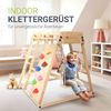 Juskys 'Maxi' Klettergerüst für Kinder - Indoor Spielplatz mit Rutsche, Kletterwand, Kletternetz & Schaukel - Holz Kletterturm klappbar - Holz Natur, 119 x 124 x 119 cm Bild 2