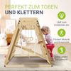 Juskys 'Maxi' Klettergerüst für Kinder - Indoor Spielplatz mit Rutsche, Kletterwand, Kletternetz & Schaukel - Holz Kletterturm klappbar - Holz Natur, 119 x 124 x 119 cm Bild 5