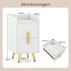 Nachttisch mit Ladestation schmaler Nachtschrank mit 2 Schubladen Beistelltisch mit Metallbeinen Weiß Bild 2