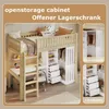 Hochbett mit Schreibtisch, Schubladen, Kleiderschrank, Regal und Rausfallschutz, 90x200 cm, Kinderbett, Kiefer Bild 4