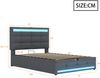 Polsterbett 90×200 cm mit RGB-LED, USB und verstellbarem Kopfteil, Grau, ohne Matratze Bild 5