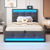 Polsterbett 90×200 cm mit RGB-LED, USB und verstellbarem Kopfteil, Grau, ohne Matratze Bild 3