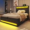 Polsterbett 90×200 cm mit RGB-LED, USB und verstellbarem Kopfteil, Grau, ohne Matratze Bild 2
