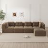 4-Sitzer Sofa 386×177×69 cm aus Cordstoff rahmenlos modular mit Ottomane, braun Bild 3