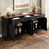 Merax Wohnzimmerschrank, Sideboard, 3D-vertikale Streifen, 3 Schubladen, 4Türen, Korpus aus MDF, Schwarz Bild 3