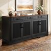 Merax Wohnzimmerschrank, Sideboard, 3D-vertikale Streifen, 3 Schubladen, 4Türen, Korpus aus MDF, Schwarz Bild 2
