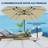 Outsunny Ampelschirm wasserdicht, mit Ständer, Kurbel, Windsicherung, LxB: 260x260 cm, neigbar Kurbelschirm, Sonnenschirm Alu, Sonnenschutz für Balkon, Garten, Terrasse, Beige Bild 3