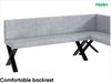 MEBLINI Eckbank für Esszimmer mit ausziehbarem Tisch - Küchenbank - Essecke - Sitzecke Küche - PETER - X-Beine 142x196x87cm Rechts - Hellgrau Samt/B Schwarz Hochgl. Bild 5
