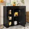 Merax Sideboard Buffetschrank mit Hochglanz-Front (1 St, für Wohnzimmer, Esszimmer oder Küche), Kommode mit Glasregalen und Tür, Anrichte Schrank Buffet, 95x35x83cm Bild 2