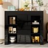 Merax Sideboard Buffetschrank mit Hochglanz-Front (1 St, für Wohnzimmer, Esszimmer oder Küche), Kommode mit Glasregalen und Tür, Anrichte Schrank Buffet, 95x35x83cm Bild 4