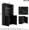 Merax 100 x 35 x 170 cm Vitrinenschränke, Sofa-Sideboard, Hochglanz-Aufbewahrungsschrank, mit LED-Leuchten, Displayschicht aus gehärtetem Glas, Vertikaler Hochschrank fürs Wohnzimmer, Schwarz Bild 4