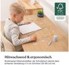 Ehrenkind Schreibtisch höhenverstellbar für Kinder und Erwachsene (mit Massivholzplatte & Stahlgestell, langlebig, Tischplatte aus massivem Eichenholz), mitwachsend & zeitlos Bild 3