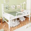 Flieks Kinderbett, Niedriges Hochbett Metallbett 90×200cm mit Netzregal Kleiderstange Bild 3