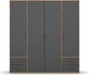 rauch Kleiderschrank; Drehtürenschrank VOYAGER, 4-türig, 4 Schubkästen, Graumetallic/Eiche Artisan, 187x194x53xcm Bild 2