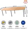 Rheinland Möbel Konferenztisch KONTI 280x130 cm – ovaler Besprechungstisch in Buche mit silbernen Rundrohrfüßen & 2 Kabelauslässen, erweiterbarer Meetingtisch für 8–10 Personen, moderner XXL-Tisch fürs Büro Bild 3