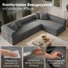 skølm 'Lofn' Modulares Sofa 4 Sitzer, 300x200 cm, Vollschaumcouch mit Metallgestell, Cord dunkelgrau, Schlafsofa vakuumverpackt, kein Aufbau erforderlich Bild 5