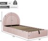 Merax Polsterbett, Einzelbett, Kinderbett 90 x 200cm, hydraulisches Funktionsbett, Bett mit Lattenrost, Kopfteil und großem Stauraum, gepolstertes Kopfteil, samt, rosa Bild 4