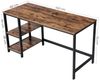 Songmics Vasagle Schreibtisch, mit 2 Ablagen auf der rechten oder linken Seite, Stahlgestell, Industrie-Design, vintagebraun-schwarz, 140 x 60 x 75 cm Bild 5