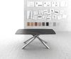 Esstisch Edge Bootsform 200x100cm Laminam® Keramik Noir Desir Braun Kreuzgestell Rechteck Edelstahl Bild 2