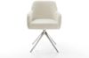 Drehstuhl Greg-Flex Teddystoff Beige Kreuzgestell breit Edelstahl 360° drehbar Wippfunktion Taschenfederkern Bild 2