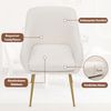 Merax 2er-set Esszimmerstuhl aus Teddyfell mit Metallbeinen und abnehmbaren Kissen für Küchen und Esszimmer (Beige) Bild 5