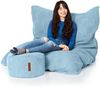 Green Bean® Sitzsack + Pouf im Set - XXL Riesensitzsack mit passendem Sitzhocker | Bean Bag mit EPS Füllung - Hellblau Bild 2