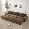 Flieks 3-Sitzer Sofa, Modular Schlafsofa, Tiefsofa mit 3 Ottoman & 3 Kissen, Cord, Braun Bild 3