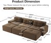 Flieks 3-Sitzer Sofa, Modular Schlafsofa, Tiefsofa mit 3 Ottoman & 3 Kissen, Cord, Braun Bild 4