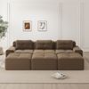 Flieks 3-Sitzer Sofa, Modular Schlafsofa, Tiefsofa mit 3 Ottoman & 3 Kissen, Cord, Braun Bild 2