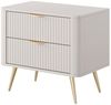 MOEBLO Nachttisch Pholx G (Gold Griffe und Beine aus Metall, geriffelte-Fronten, Nachttisch Nachtkommode Nachtschrank Nachtkonsole Beistelltisch Schlafzimmer), (BxHxT):63x55x38 cm Bild 2