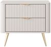 MOEBLO Nachttisch Pholx G (Gold Griffe und Beine aus Metall, geriffelte-Fronten, Nachttisch Nachtkommode Nachtschrank Nachtkonsole Beistelltisch Schlafzimmer), (BxHxT):63x55x38 cm Bild 5