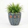 Keramik Blumentopf Eggpot Lava Blau Ø 38cm- Struktur Übertopf geschliffen Unikat Bild 2