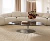 Couchtisch Edge Oval 140x75 cm Keramik Emperador Extra Lucidato Dunkelbraun Vibany Edelstahl gebürstet Bild 2