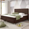 Boxspringbett Köln Plus 180x200 cm Webstoff Braun mit Topper-Optik Bild 4