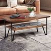 Couchtisch 90x50x40cm Sheesham Massivholz Metall Industrial mit Stauraum Bild 2