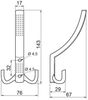 SO-TECH® Garderobenhaken JASMIN, Lochabstand 32 mm (5 St), groß (H x B x T: 143 x 76 x 67 mm), Messingoptik Bild 3