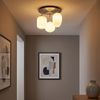 LED Deckenleuchte, Metall, Glas Opal, 3-Flammig, D 46 cm Bild 2