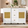 Kücheninsel küchenmöbel Küchenschrank Kücheninsel freistehend Buffetschrank ausziehbarer Küchenwagen mit Rollen Handtuchhalter Gewürzregal verstellbaren Einlegeböden weiß 120 x 73 x 93 cm Bild 3