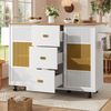 Kücheninsel küchenmöbel Küchenschrank Kücheninsel freistehend Buffetschrank ausziehbarer Küchenwagen mit Rollen Handtuchhalter Gewürzregal verstellbaren Einlegeböden weiß 120 x 73 x 93 cm Bild 4