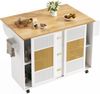 Kücheninsel küchenmöbel Küchenschrank Kücheninsel freistehend Buffetschrank ausziehbarer Küchenwagen mit Rollen Handtuchhalter Gewürzregal verstellbaren Einlegeböden weiß 120 x 73 x 93 cm Bild 5