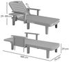 Outsunny Gartenliege mit Seitentisch, Holzoptik, 5-Fach verstellbare Rückenlehne, Liegestuhl, 2 St, Sonnenliege, bis 120 kg belast, für Garten Outdoor Strand, Hellgrau Bild 2