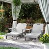 Outsunny Gartenliege mit Seitentisch, Holzoptik, 5-Fach verstellbare Rückenlehne, Liegestuhl, 2 St, Sonnenliege, bis 120 kg belast, für Garten Outdoor Strand, Hellgrau Bild 5