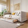 OKWISH Daybett Tagesbett,Sofabett,mit 2 Schubladen (Luxuriöses Samt-Tagbett 90x200 cm mit quadratischer Rückenlehne, ausziehbar auf 180 cm, 2 Schubladen für Stauraum), ohne Matratze Bild 2