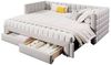 OKWISH Daybett Tagesbett,Sofabett,mit 2 Schubladen (Luxuriöses Samt-Tagbett 90x200 cm mit quadratischer Rückenlehne, ausziehbar auf 180 cm, 2 Schubladen für Stauraum), ohne Matratze Bild 5