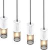 LED Pendelleuchte 4-flammig mit Holz Weiß und Drahtgeflecht, Breite 65cm Bild 5